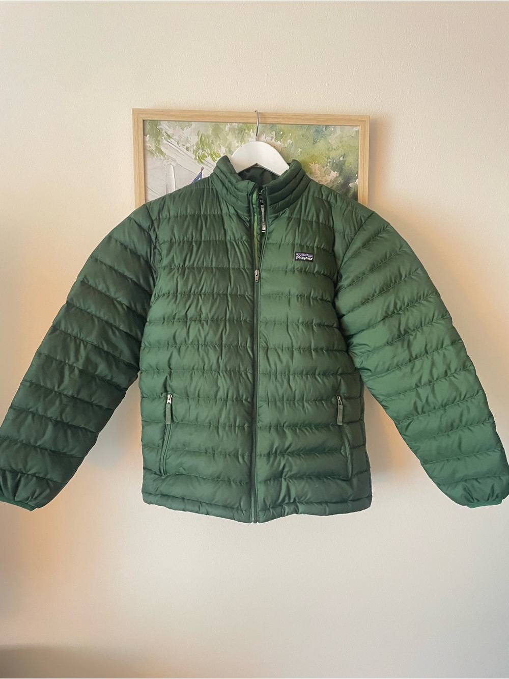 Patagonia Boys Down Sweater Puffer Jacket Coat Dark Green in Size XL